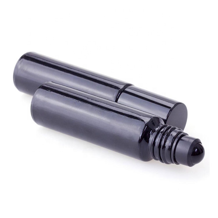 new design high quality shiny black matt black 10ml glass bottle with roller ball for perfume, essential oil bottle