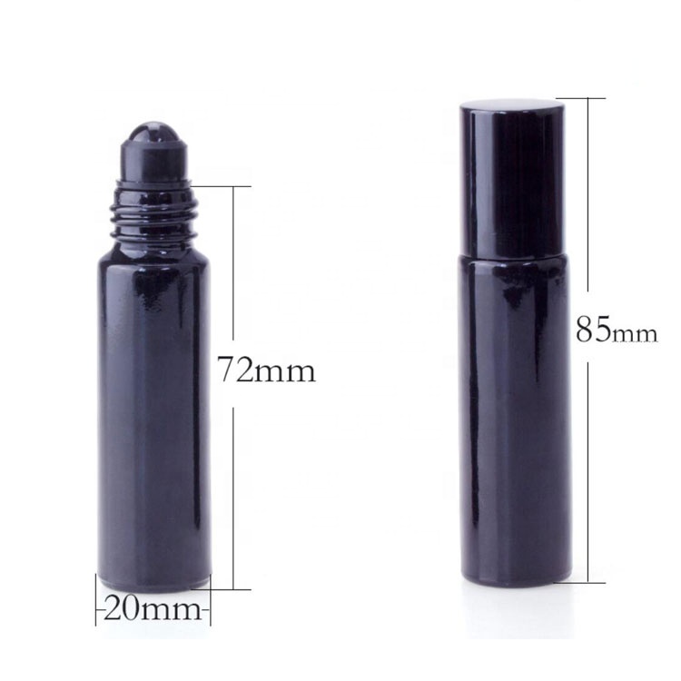 new design high quality shiny black matt black 10ml glass bottle with roller ball for perfume, essential oil bottle