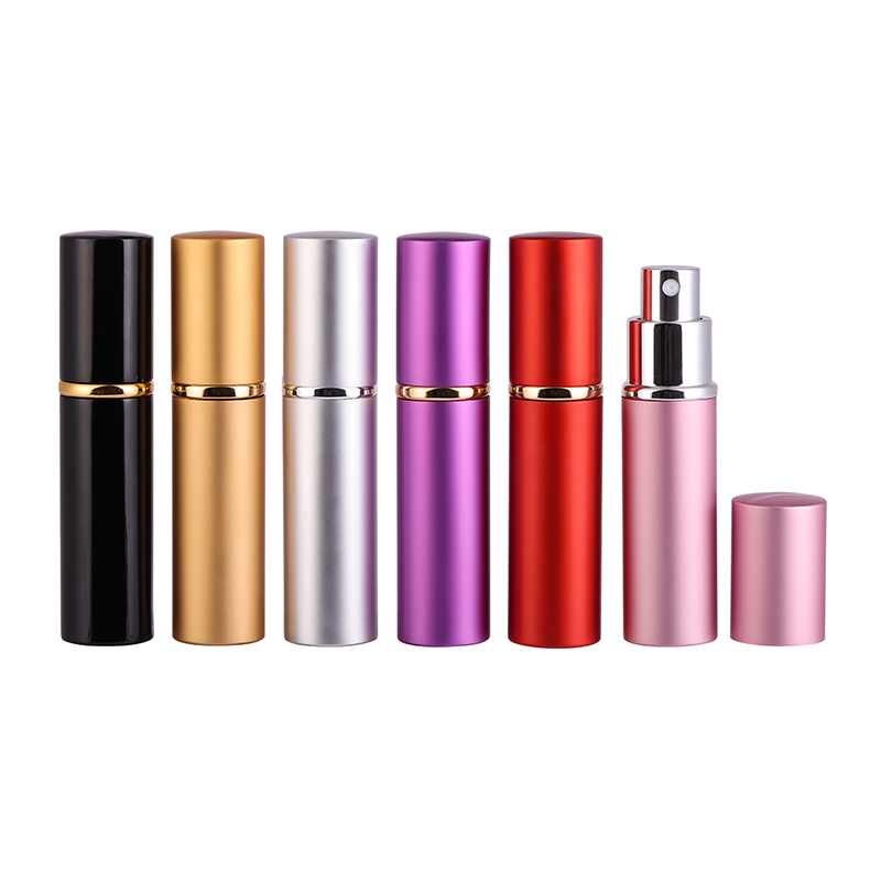 new design mini 5ml 10ml aluminum perfume atomzier bottle refillable pocket spray perfume bottle portable parfum glass bottles
