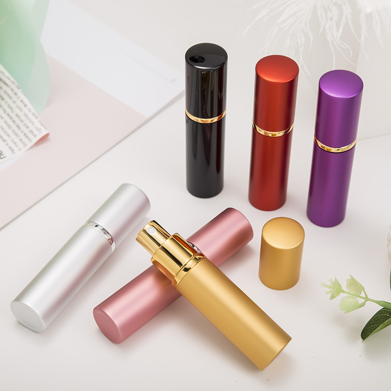 new design mini 5ml 10ml aluminum perfume atomzier bottle refillable pocket spray perfume bottle portable parfum glass bottles