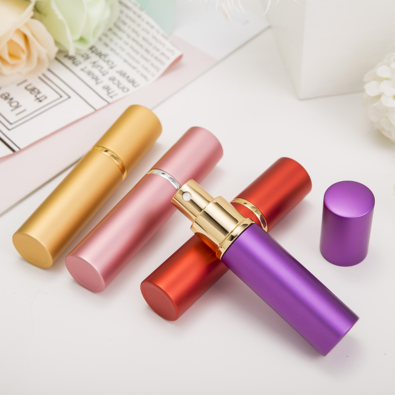 new design mini 5ml 10ml aluminum perfume atomzier bottle refillable pocket spray perfume bottle portable parfum glass bottles