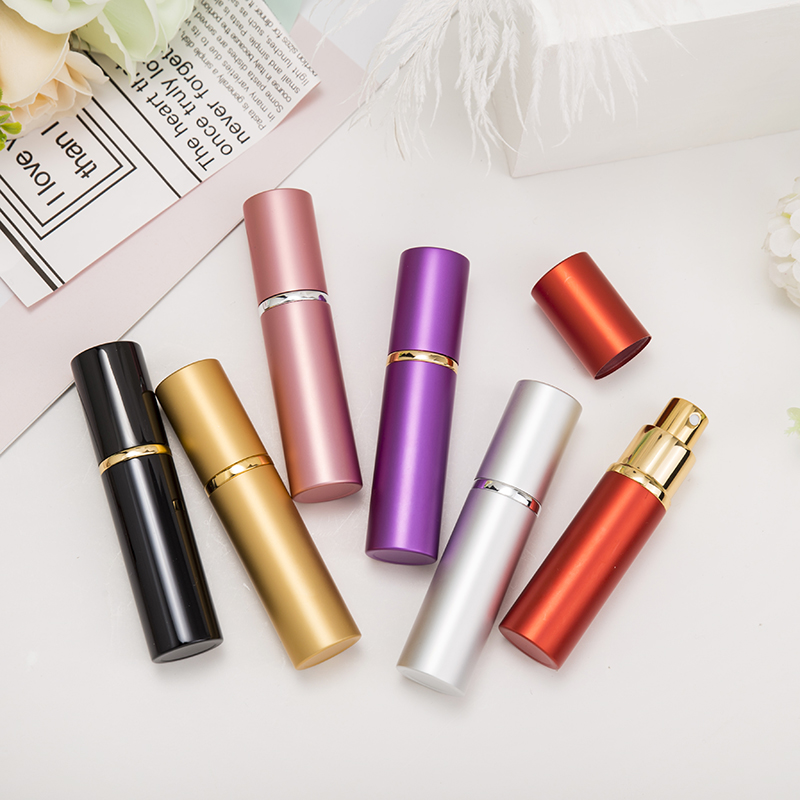 new design mini 5ml 10ml aluminum perfume atomzier bottle refillable pocket spray perfume bottle portable parfum glass bottles