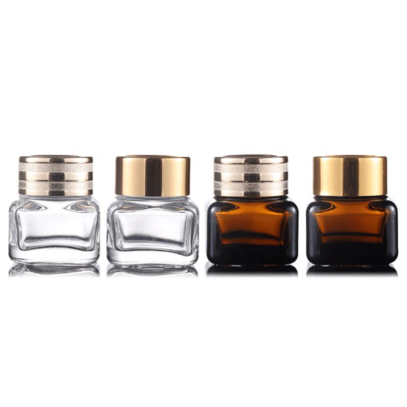 new design mini size 15 g clear amber glass cosmetic jar square jar for eyes  cream