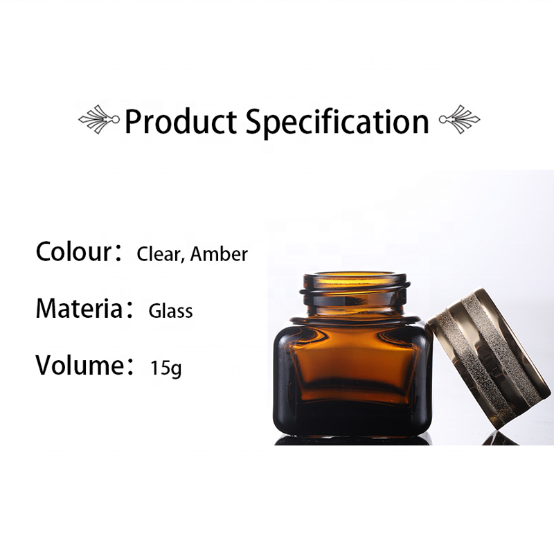 new design mini size 15 g clear amber glass cosmetic jar square jar for eyes cream