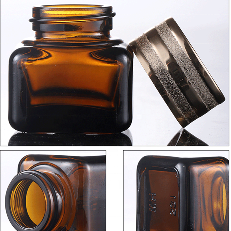 new design mini size 15 g clear amber glass cosmetic jar square jar for eyes cream