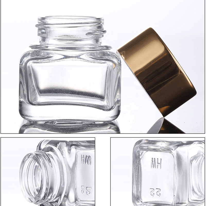 new design mini size 15 g clear amber glass cosmetic jar square jar for eyes cream
