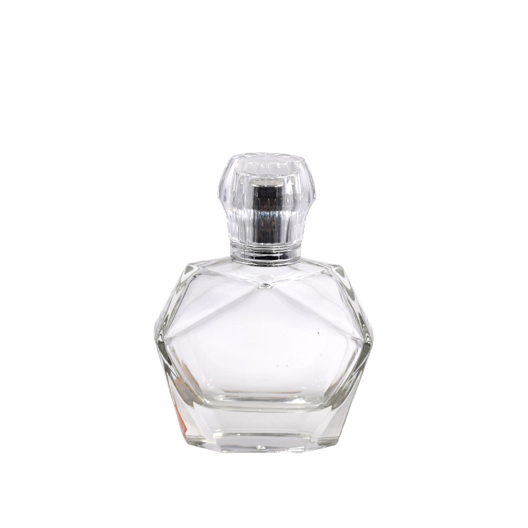 new design perfume empty bottle glass 100ml container crimp on neck perfume bottle cosmetic packaging