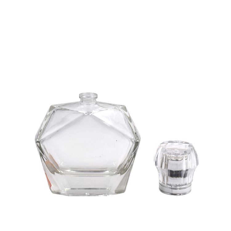 new design perfume empty bottle glass 100ml container crimp on neck perfume bottle cosmetic packaging