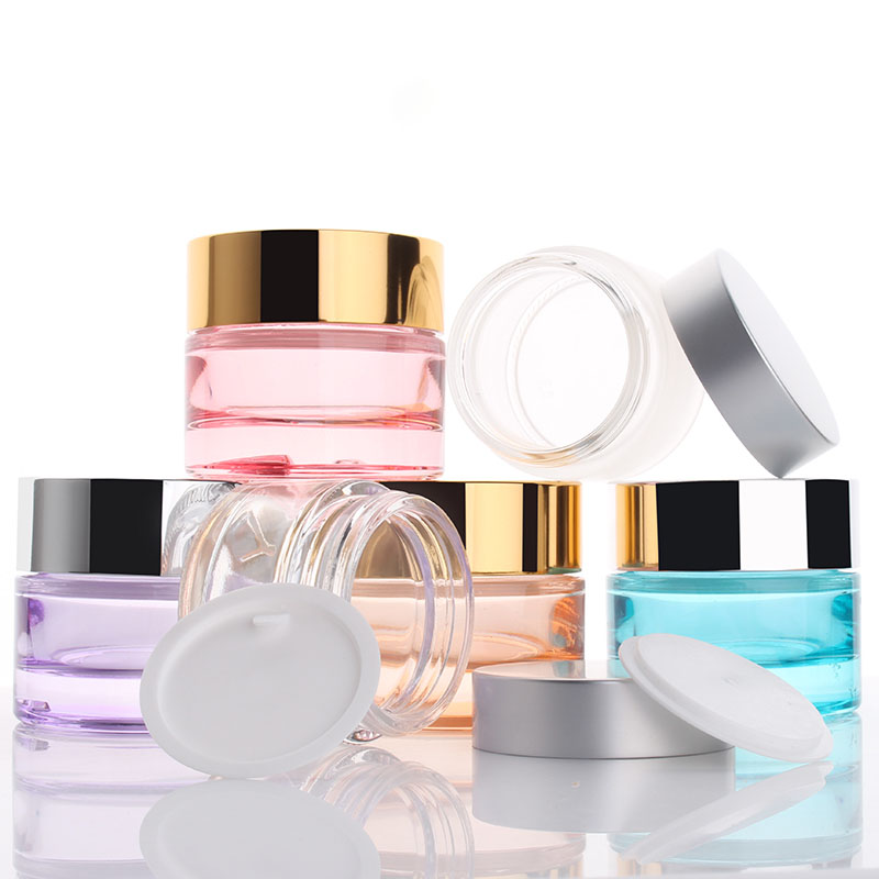 new luxury matte silver lid 50ml glass jars 5g 10g 20g 30g 50g 100g 200g frosted gradient grey glass cream jar