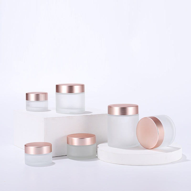 new product 5ml10ml15ml20ml30ml50ml transparent cosmetic eye face Cream glass jar with rose gold lip