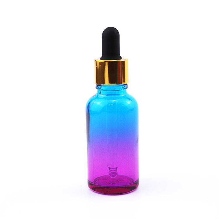 new product custom Gradient Color Essential Oil Glass Dropper Bottle With gold color cap 5ml 10ml 15ml 20ml 30 ml 50ml 100ml