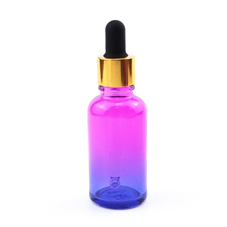 new product custom Gradient Color Essential Oil Glass Dropper Bottle With gold color cap 5ml 10ml 15ml 20ml 30 ml 50ml 100ml
