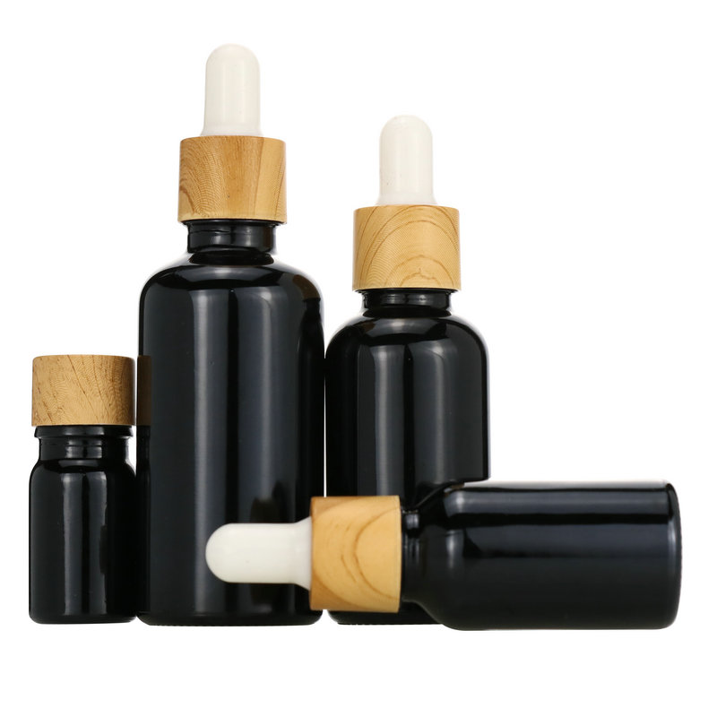 new product electroplating gold and silver 10ml 20ml 30ml bamboo cap olive green essential oil glass bottle with glass pipette
