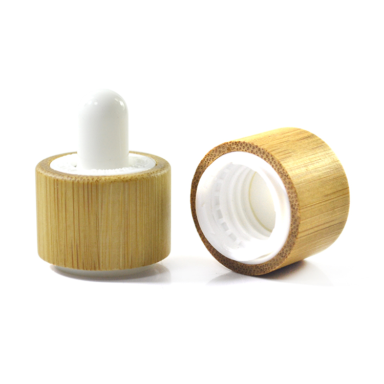 new product electroplating gold and silver 30ml bamboo cap essential oil glass bottle with pipette