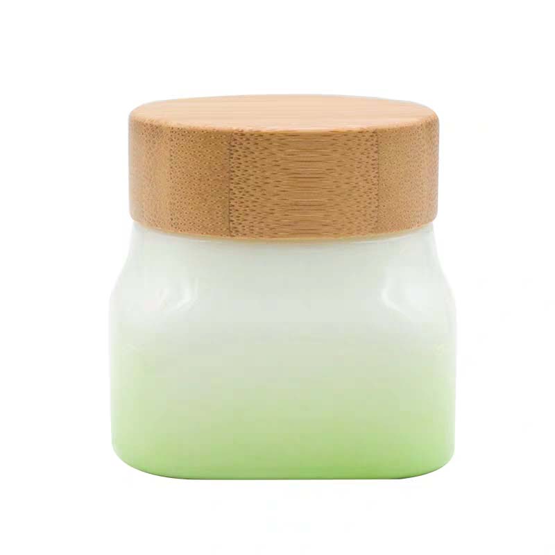 new product factory china OEM personalized porcelain white 50g cosmetic glass jars with bamboo lid