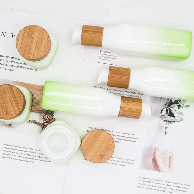 new product factory china OEM personalized porcelain white 50g cosmetic glass jars with bamboo lid