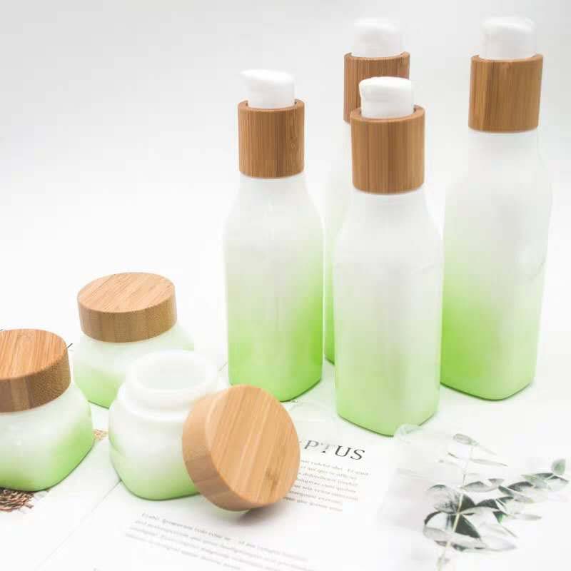 new product factory china OEM personalized porcelain white 50g cosmetic glass jars with bamboo lid