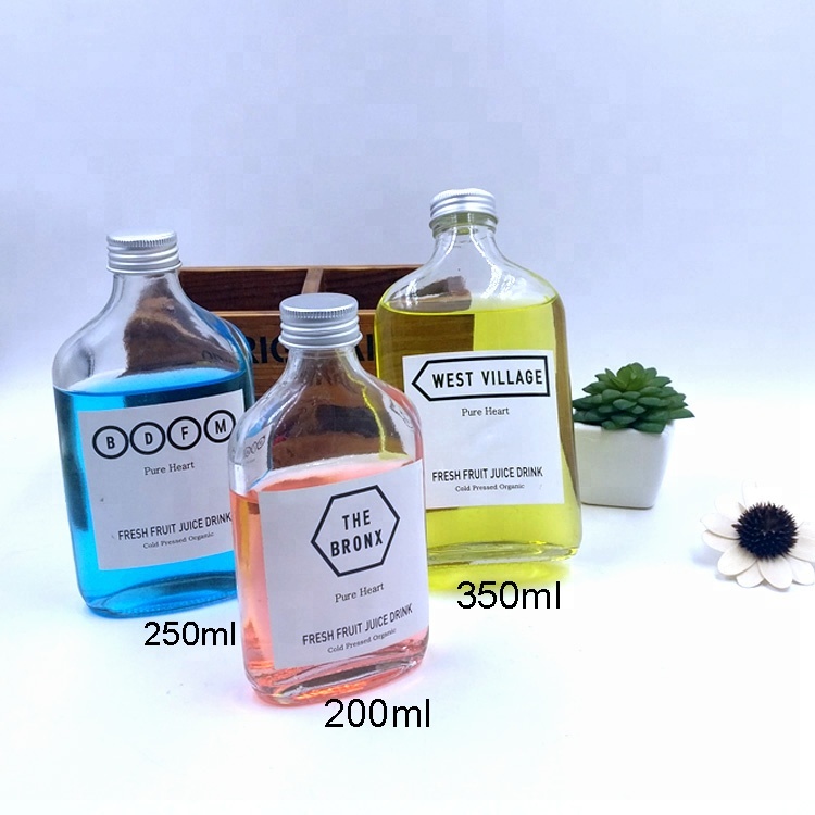 new product flat portable coffee kombucha cold juice beverage glass bottle with custom cap BPA free tritan 500ml 16oz