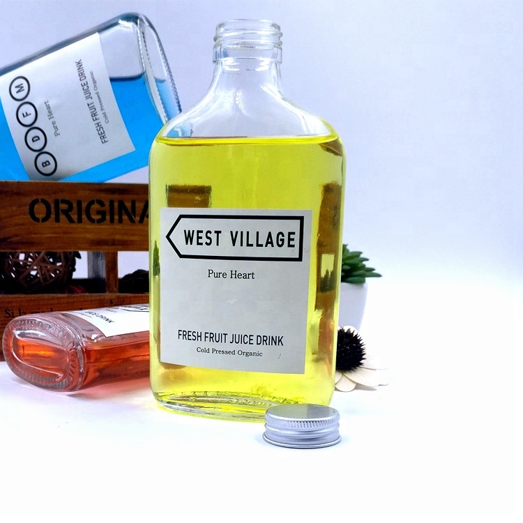 new product flat portable coffee kombucha cold juice beverage glass bottle with custom cap BPA free tritan 500ml 16oz