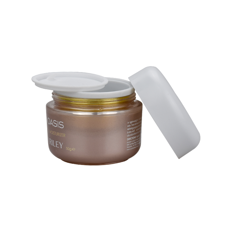 new product rose gold color 50g empty cosmetic cream jar double wall PP inner glass skin care cream jar with white plastic cap