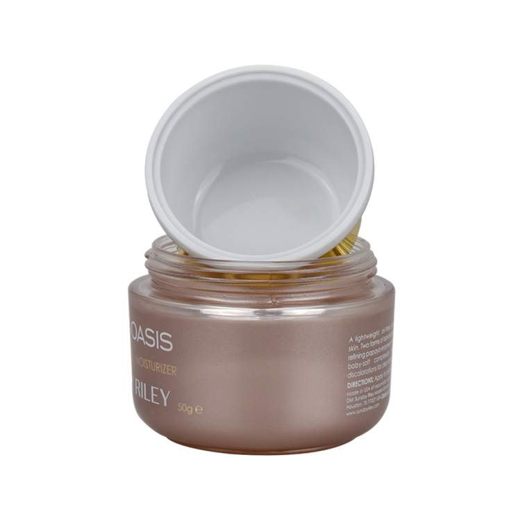 new product rose gold color 50g empty cosmetic cream jar double wall PP inner glass skin care cream jar with white plastic cap