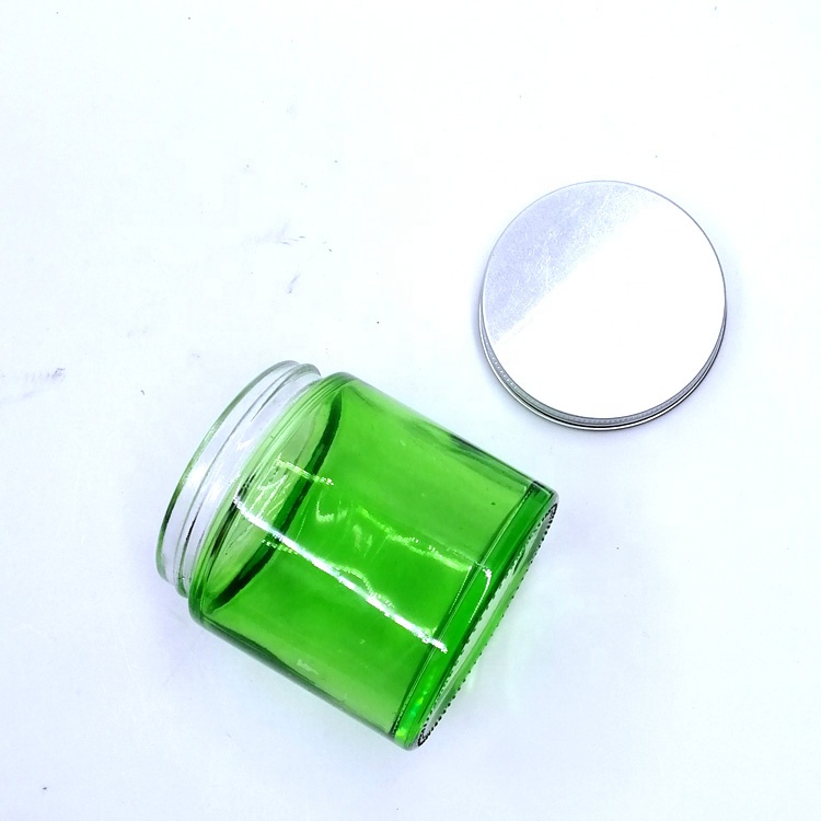 new products straight side kush container package 1oz 2oz 3oz 4oz green wide mouth glass jar with silver metal cap for cbd herbs