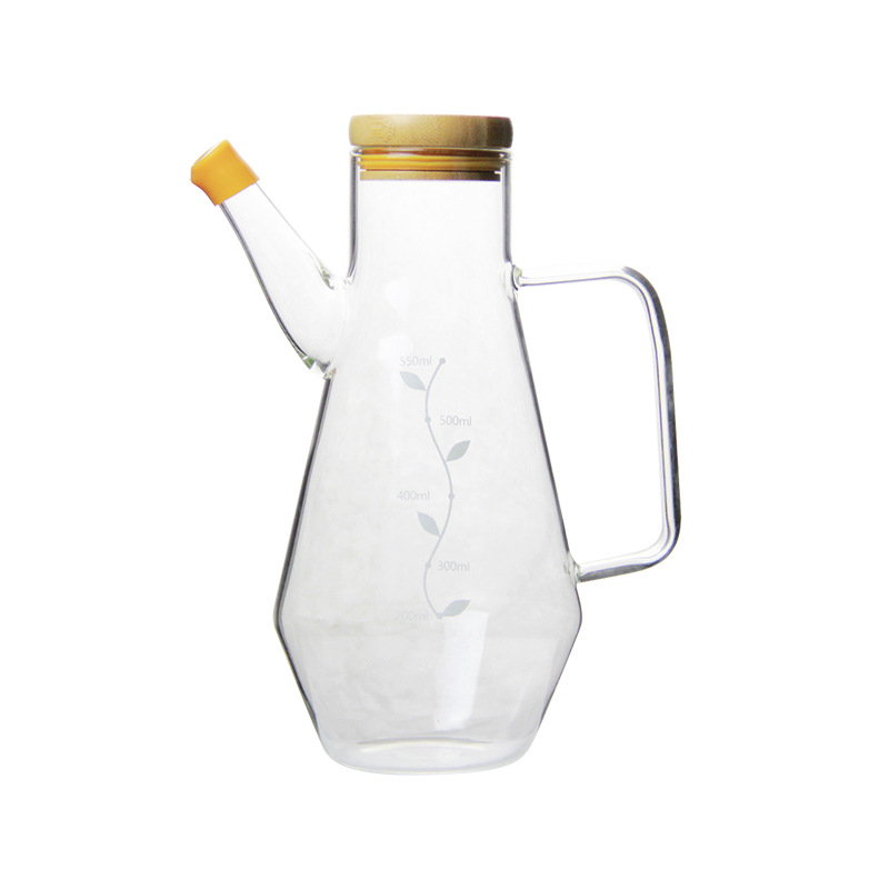 new shaped borosilicate glass oil measuring pot with bamboo lids