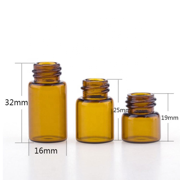new stock products cosmetic mini amber 1ml 2ml essential oil bottle for liquid sample package