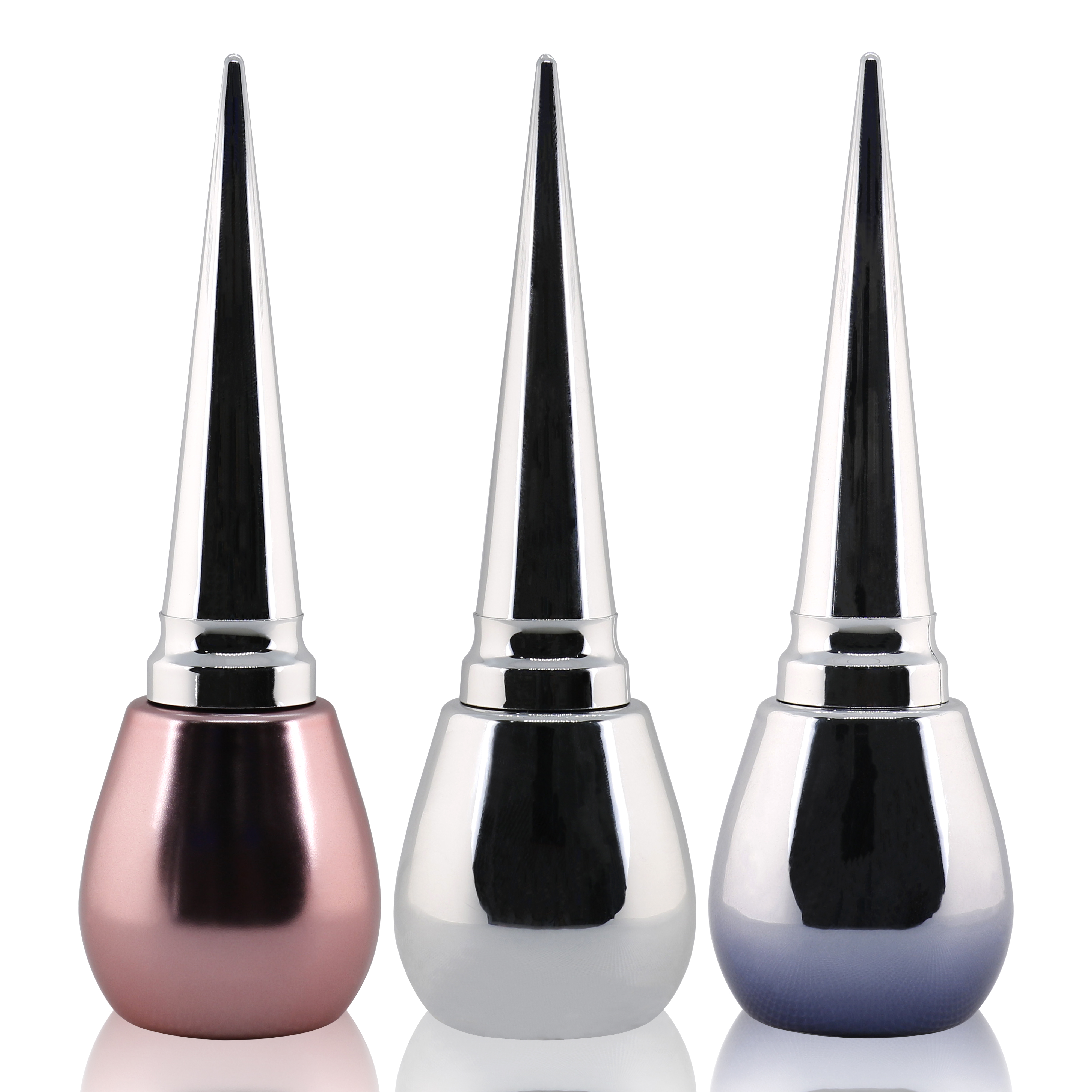 new style 10ml 12ml 15ml custom design luxury rose gold Gradient gel nail lacquer glass bottle with varnish decorate