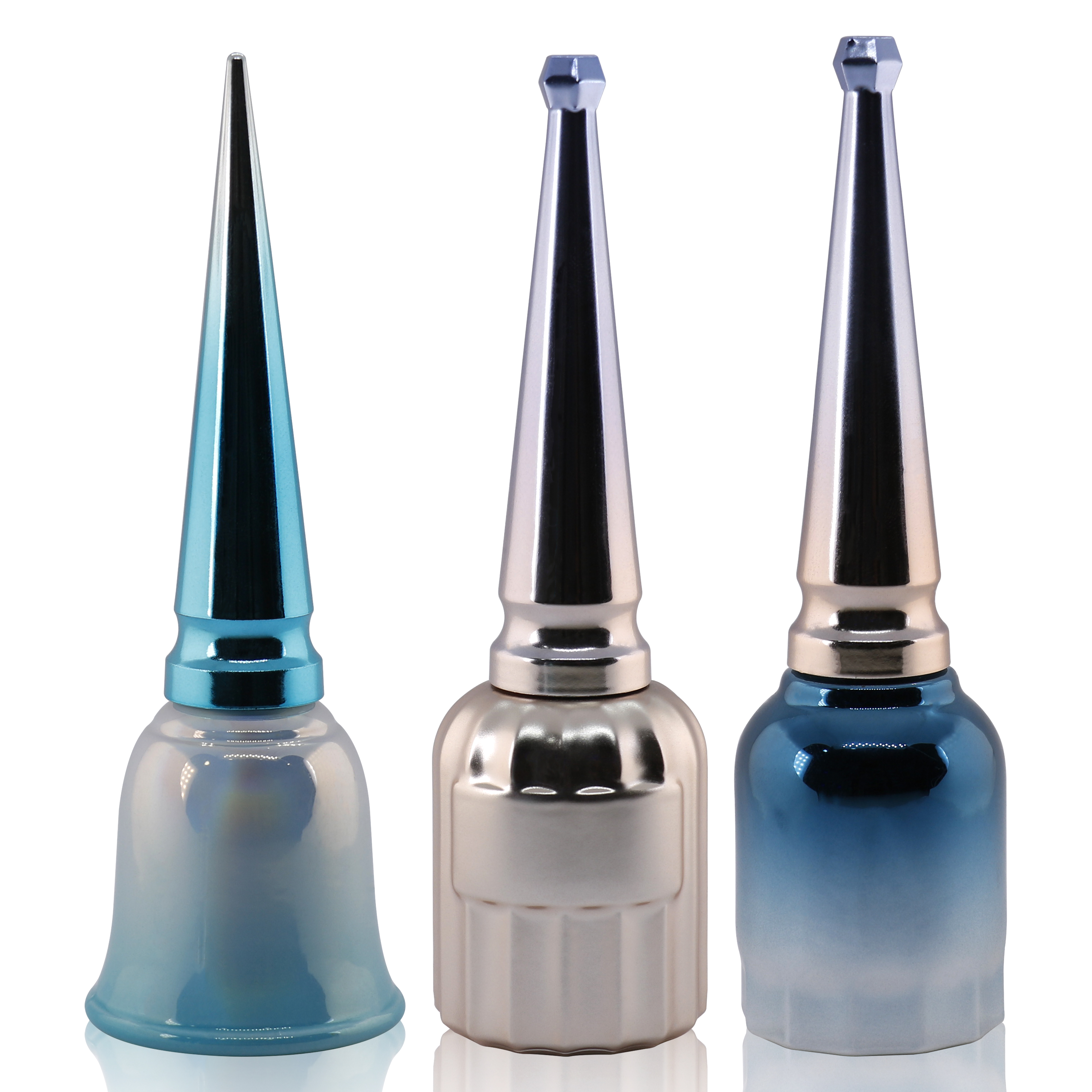 new style 10ml 12ml 15ml custom design luxury rose gold Gradient gel nail lacquer glass bottle with varnish decorate