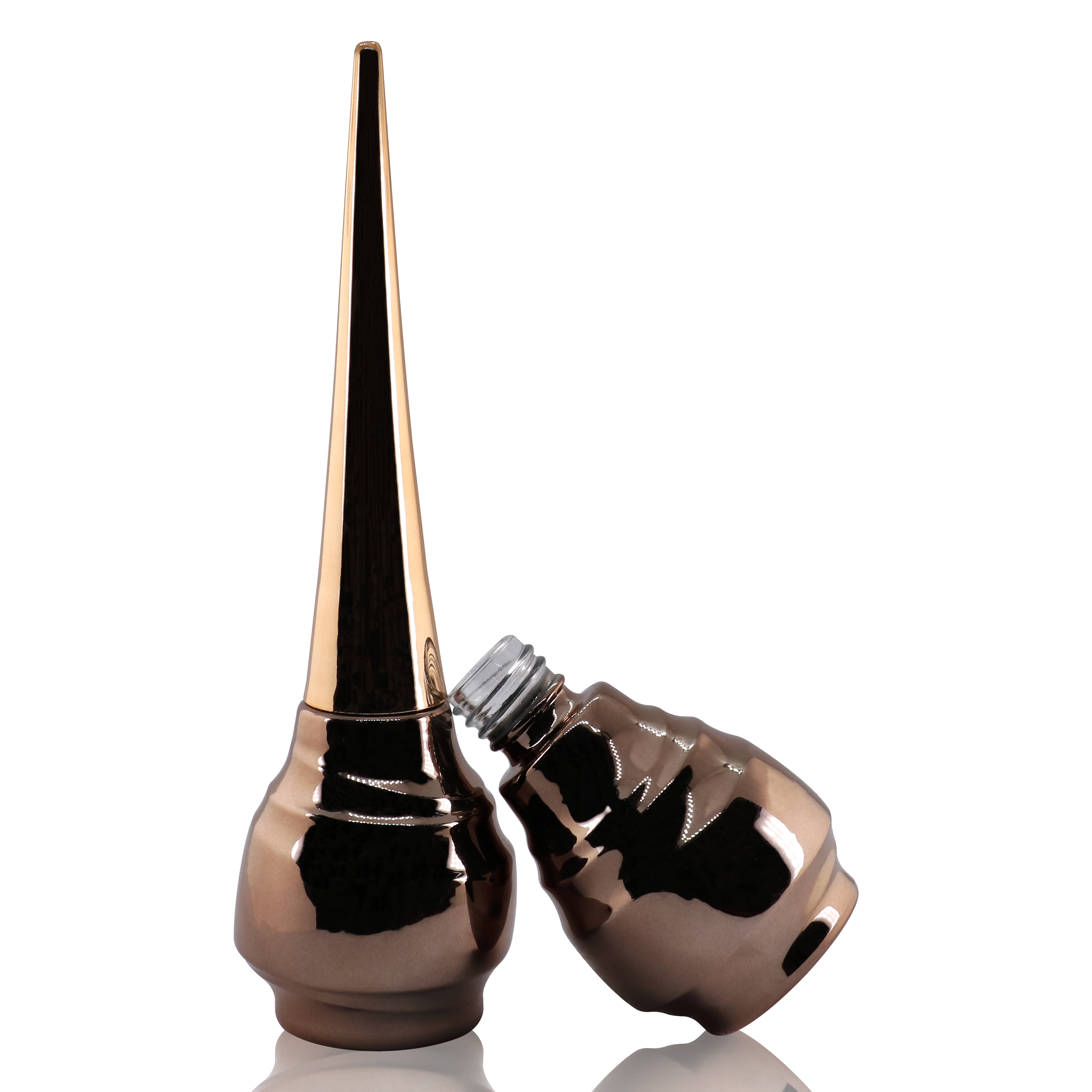 new style 10ml 12ml 15ml custom design luxury rose gold Gradient gel nail lacquer glass bottle with varnish decorate