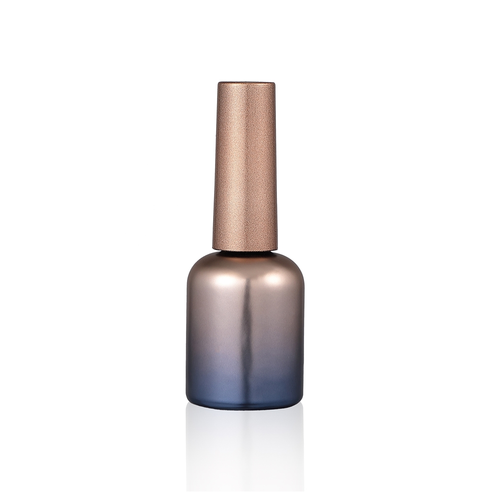 new style 10ml 12ml 15ml custom design luxury rose gold Gradient gel nail lacquer glass bottle with varnish decorate