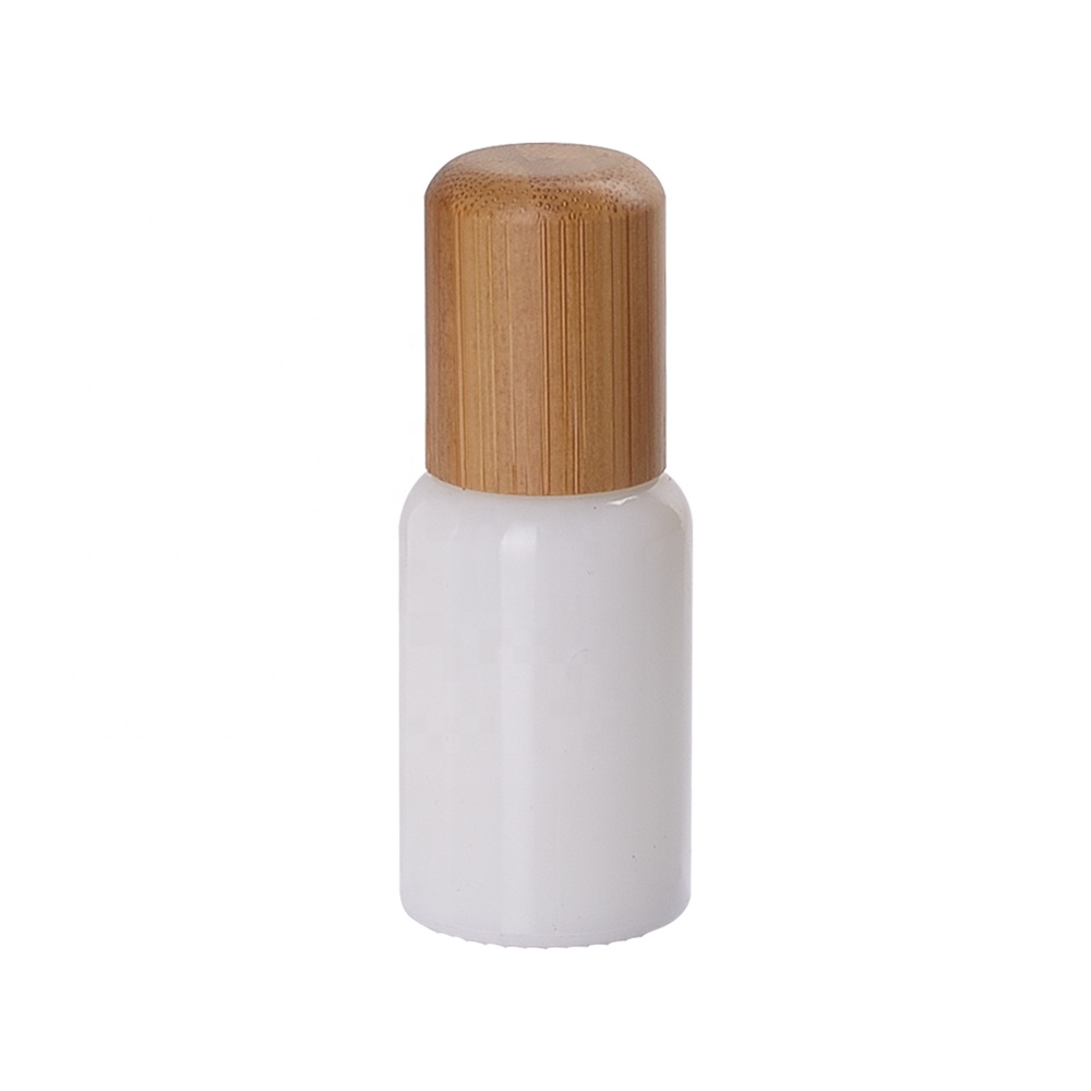 new style 15 ml opal glass bottle 15ml white glass essential oil bottle with bamboo screw cap and plugs