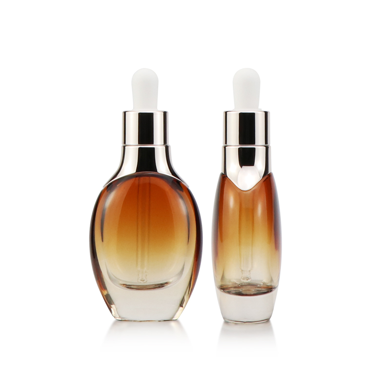 new style 5 10 15 20 30 50 100ml amber Electroplate glass essential oil dropper bottle