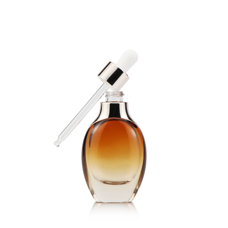 new style 5 10 15 20 30 50 100ml amber Electroplate glass essential oil dropper bottle