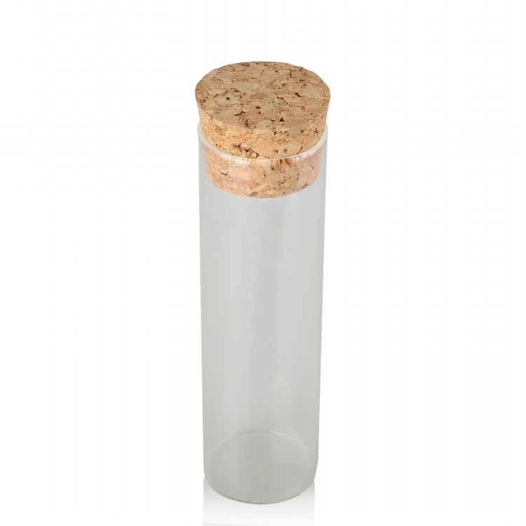 newest 50ml clear glass test tube cigarette spice bottle vial with wooden cork for Laboratory