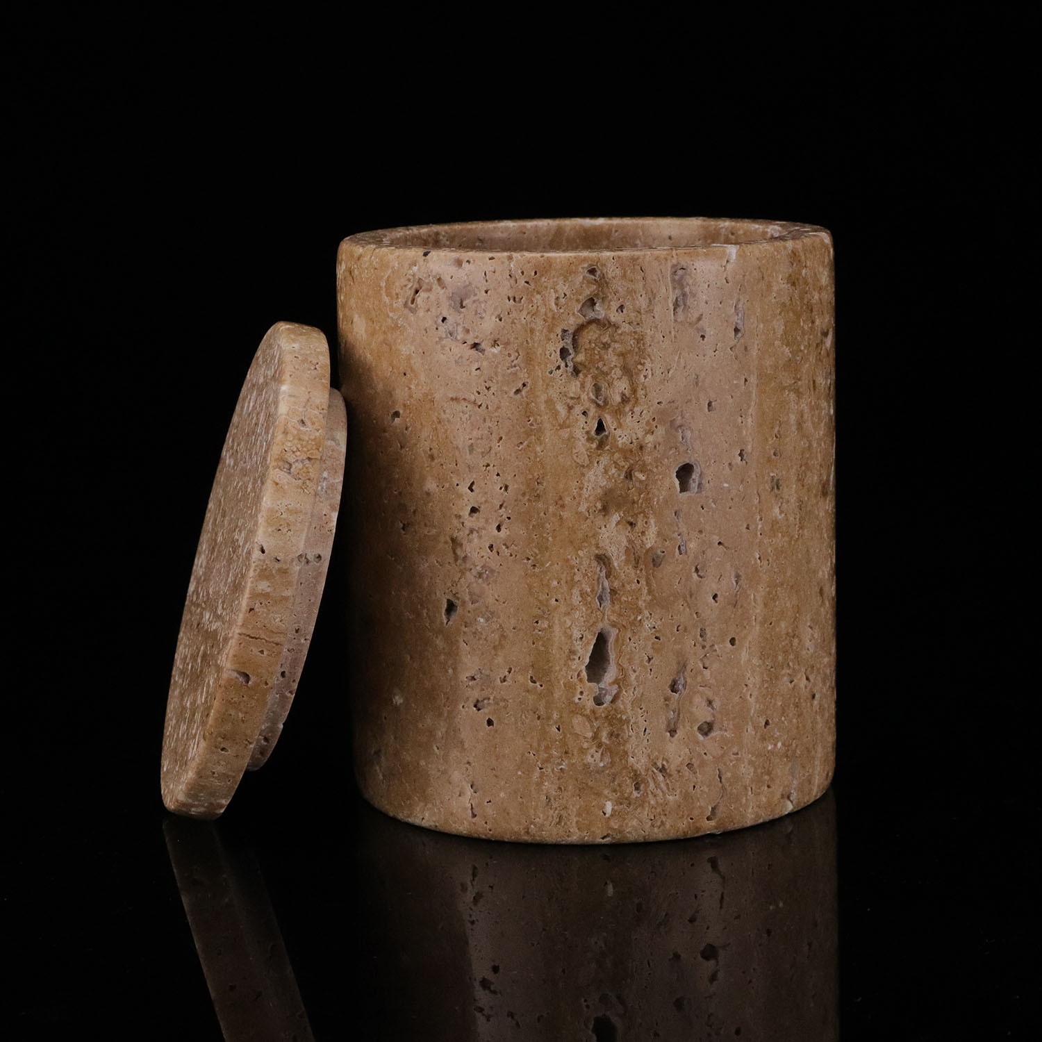 newest natural tiny hole marble storage jar with lid for bathroom cotton ball