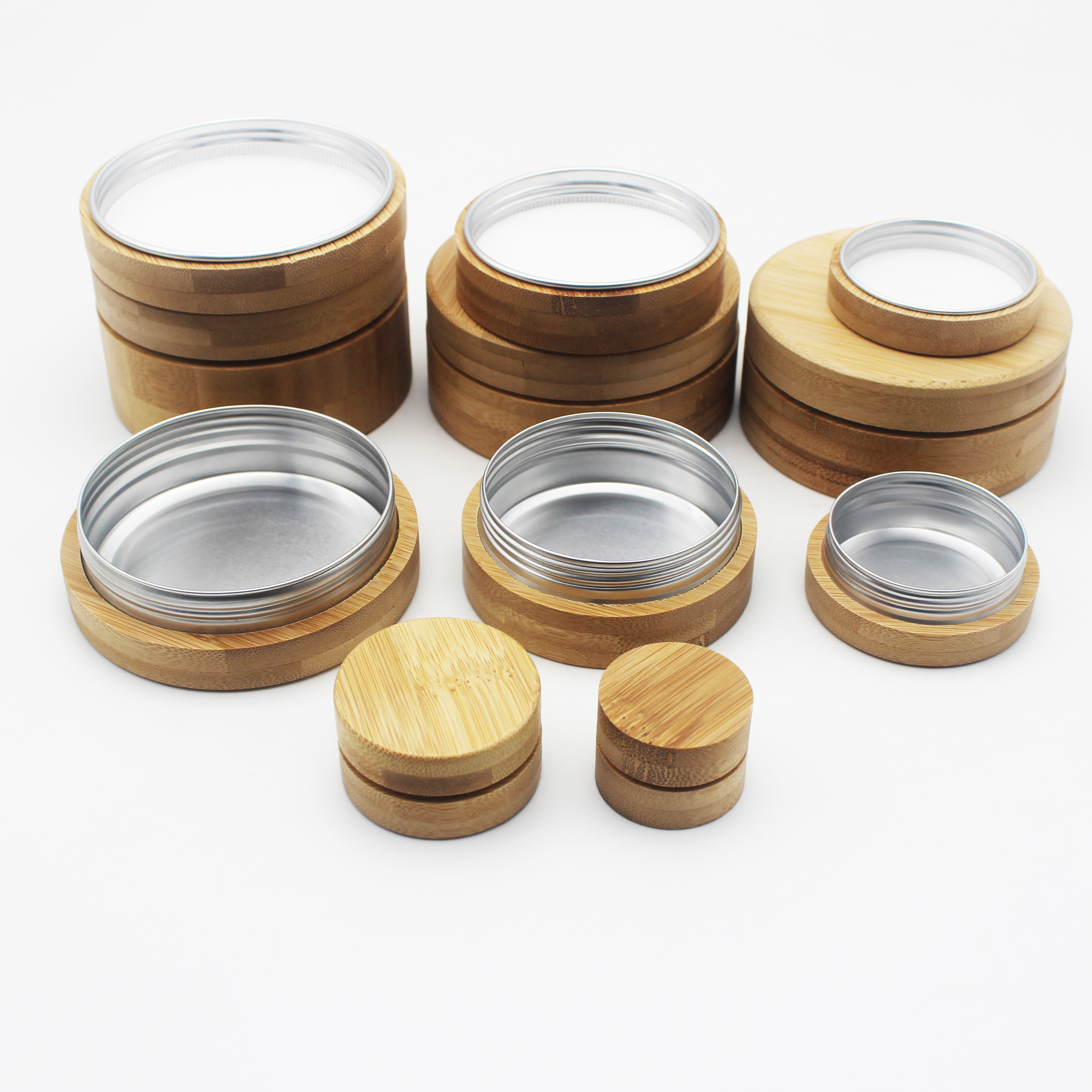 nice Cosmetic bamboo Jar and bottles with Bamboo Lid BP-441K