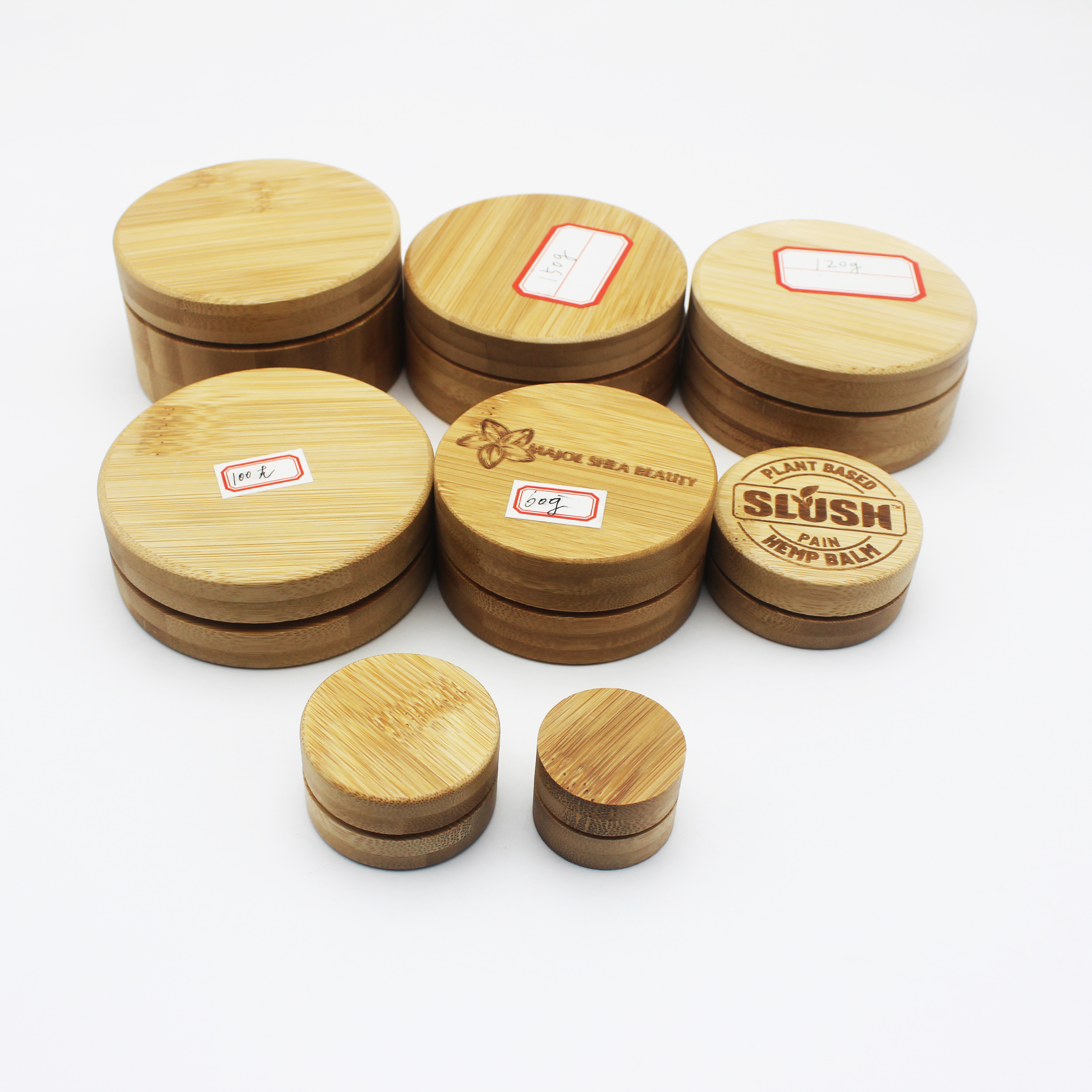 nice Cosmetic bamboo Jar and bottles with Bamboo Lid BP-441K