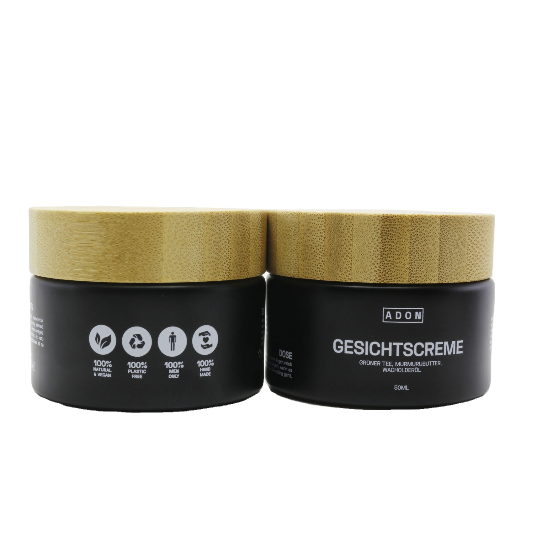 nice prinitng of the frosted black glass jars with the bamboo  lid GJ-206K