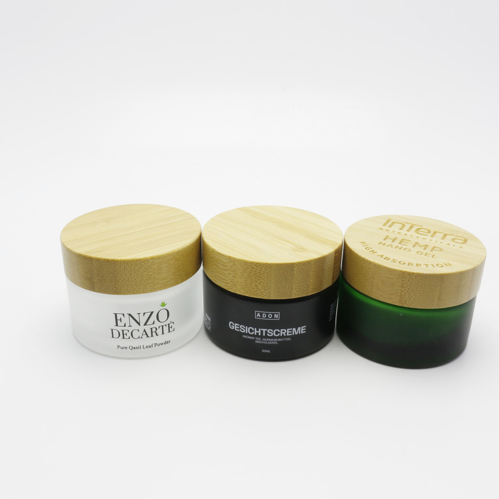 nice printing new design glass cream bamboo lid cream jar GJ-247K