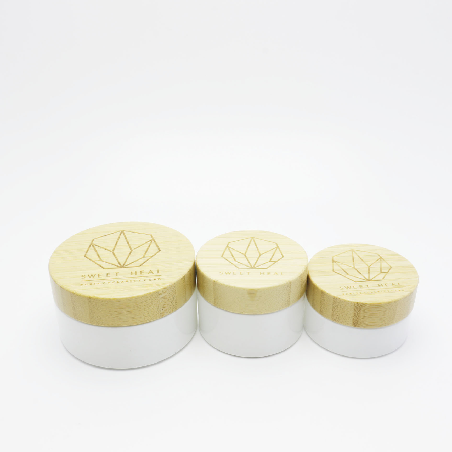 nice white glass cream jars  with bamboo wood lid GJ-191K