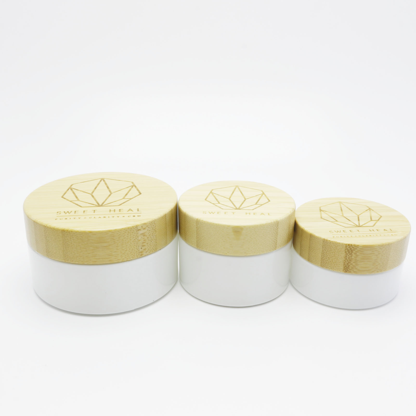 nice white glass cream jars with bamboo wood lid GJ-191K