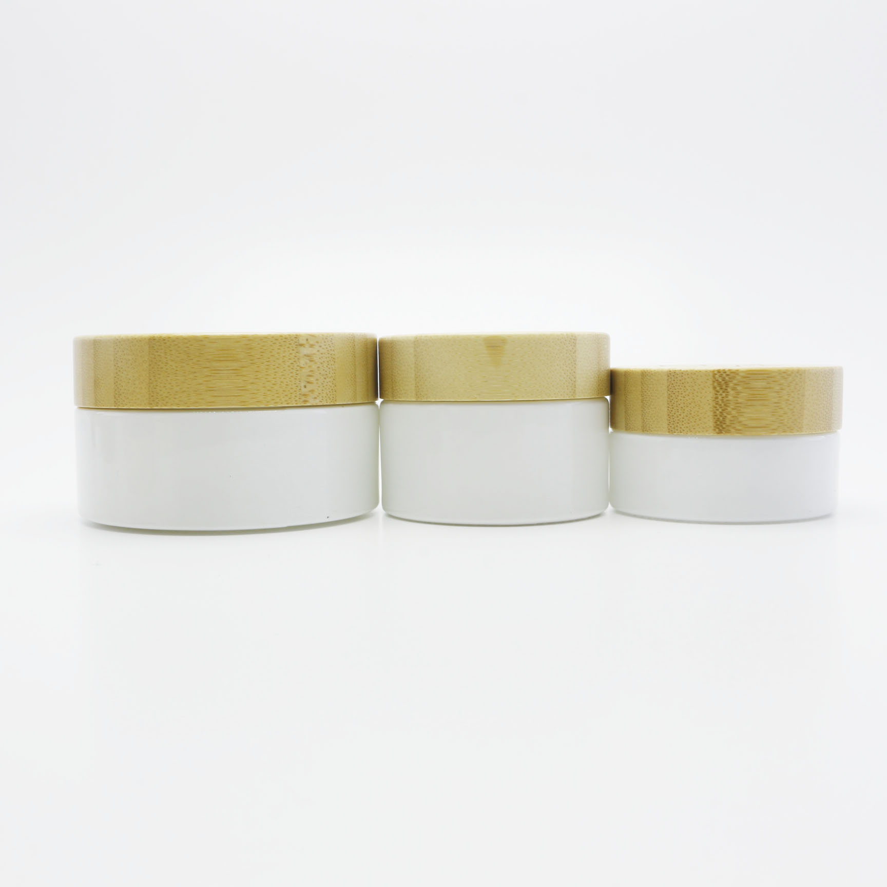 nice white glass cream jars with bamboo wood lid GJ-191K