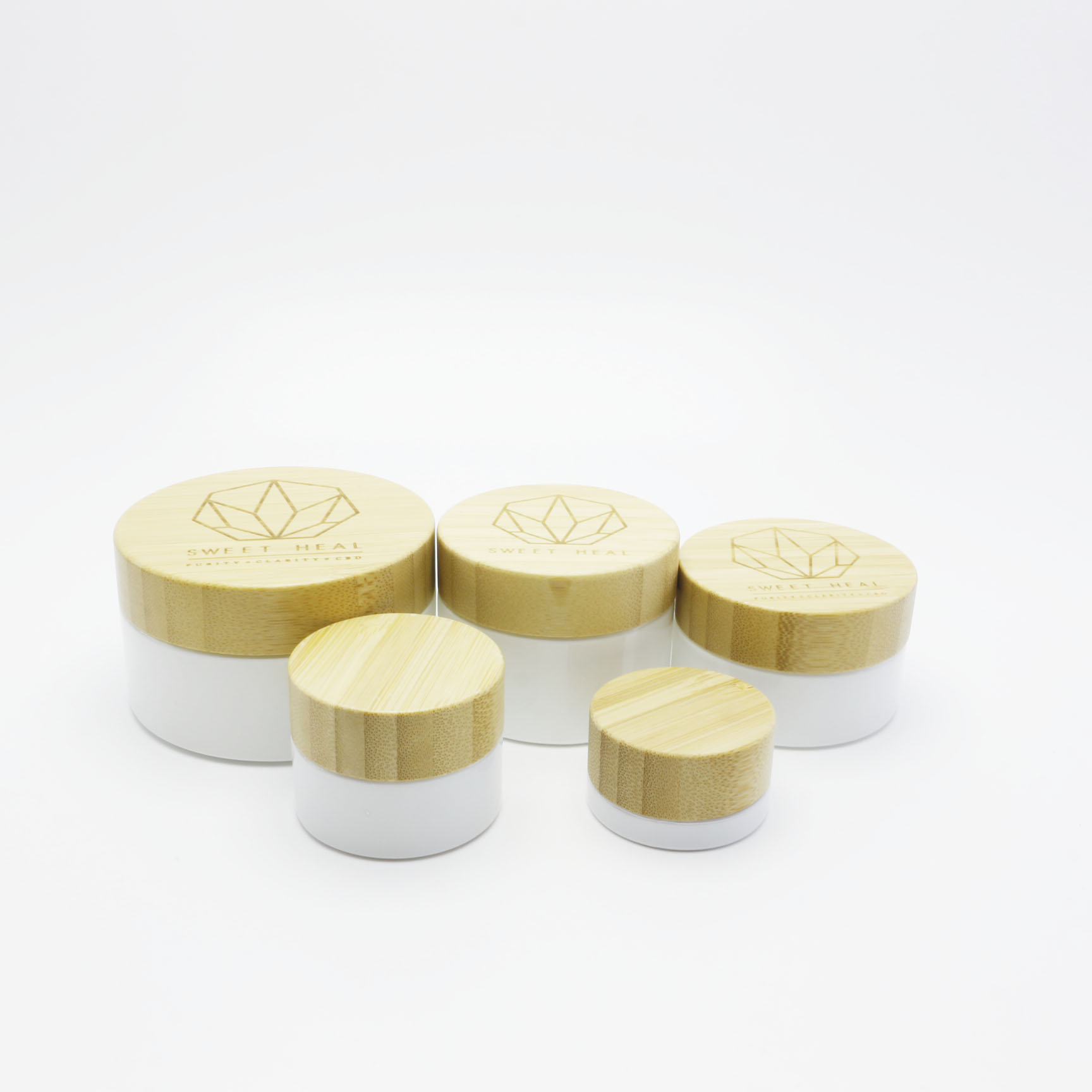 nice white glass cream jars with bamboo wood lid GJ-191K