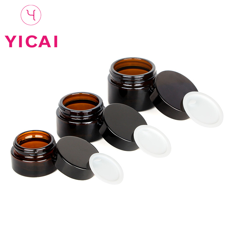 nvases de cosmeticos Custom empty brown cosmetic glass jar and lid 5 ml 15 ml 30 ml 50 ml 100 ml e