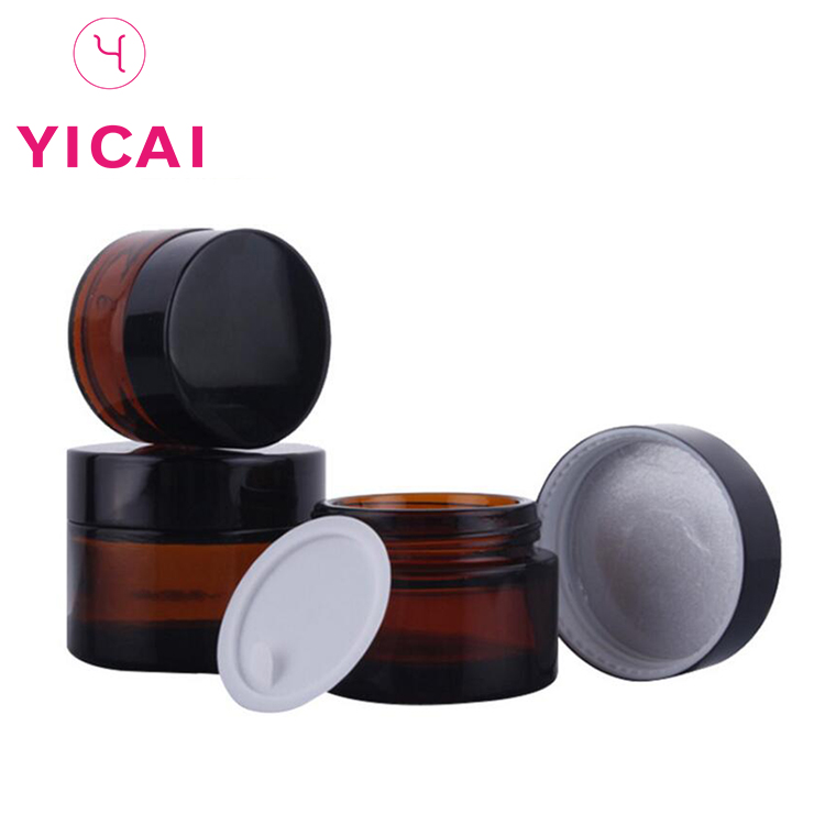 nvases de cosmeticos Custom empty brown cosmetic glass jar and lid 5 ml 15 ml 30 ml 50 ml 100 ml e