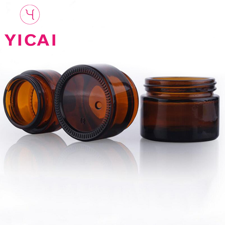 nvases de cosmeticos Custom empty brown cosmetic glass jar and lid 5 ml 15 ml 30 ml 50 ml 100 ml e