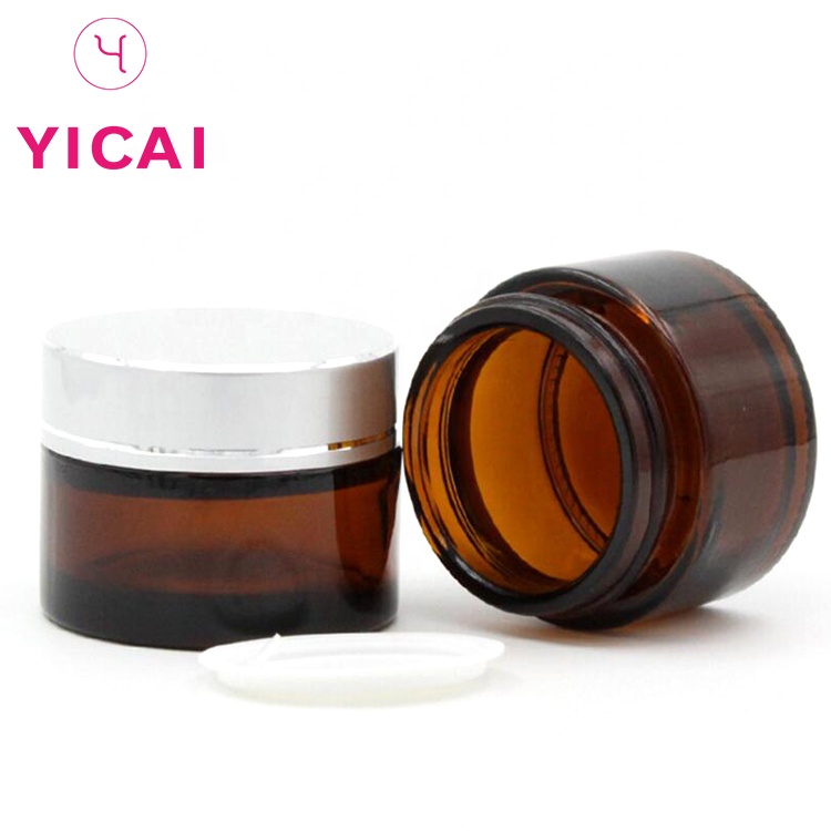nvases de cosmeticos Custom empty brown cosmetic glass jar and lid 5 ml 15 ml 30 ml 50 ml 100 ml e