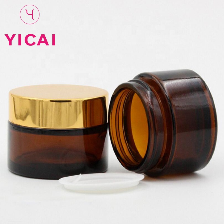 nvases de cosmeticos Custom empty brown cosmetic glass jar and lid 5 ml 15 ml 30 ml 50 ml 100 ml e